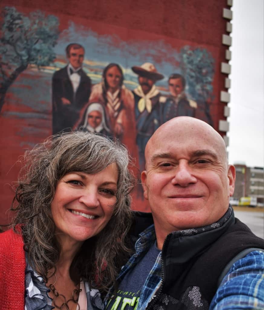 The authors pose for a selfie in downtown Leavenworth, Kansas. 