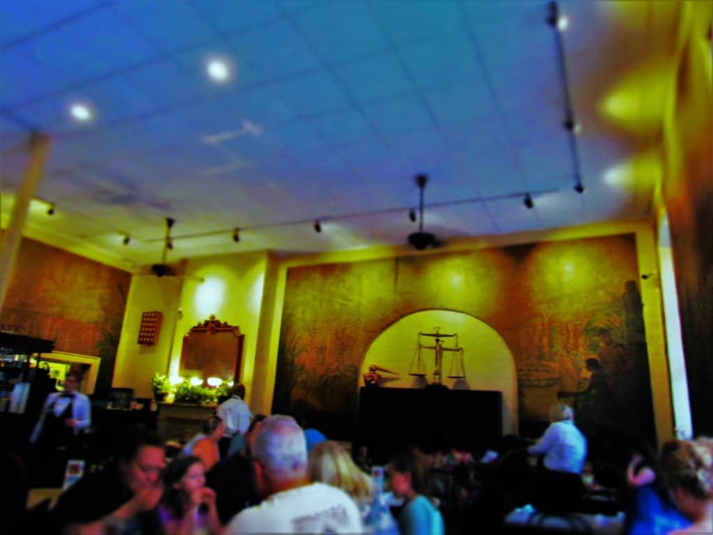 The interior of Gumbo Shop has an ages old feel like many Hew Orleans buildings in the French Quarter.
