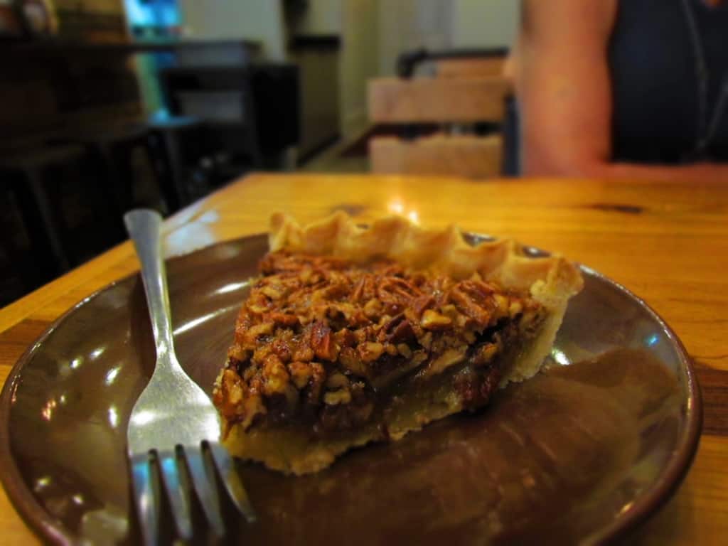 Crystal got her slice of Pecan Pie and found it to be as delightful as she had imagined.