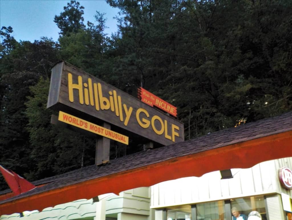 Hillbilly Golf offers a fun experience that includes a ride on an incline lift. 