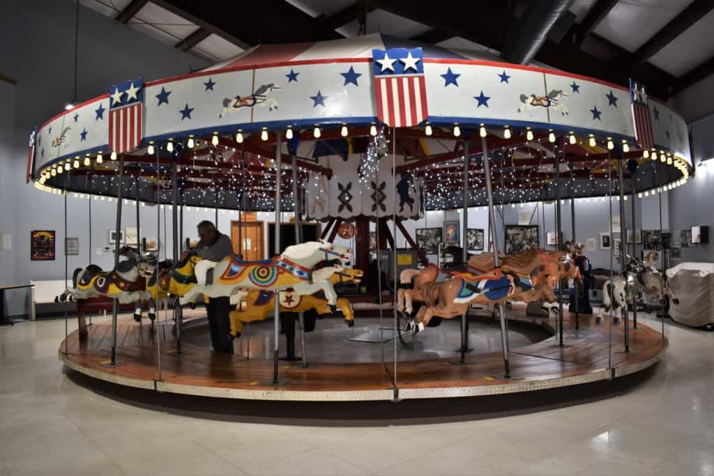 Another of the carousels in the museum was built with aluminum horses after World war II. 
