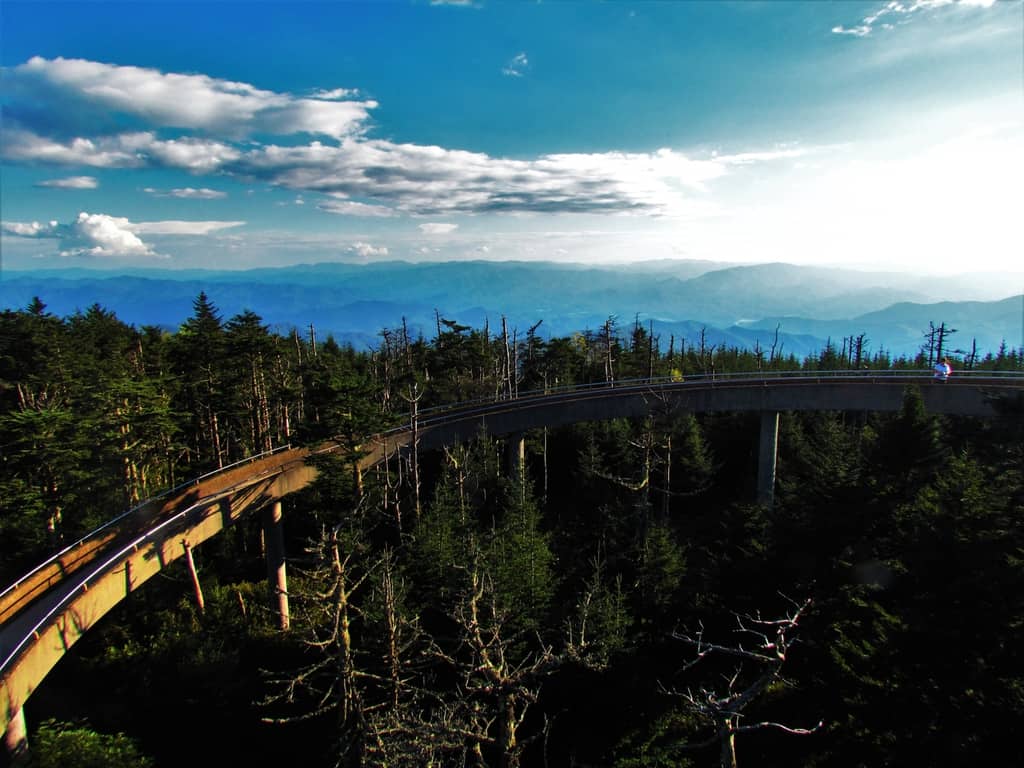 The climb up to Clingmans Dome challenges the stamina of visitors.