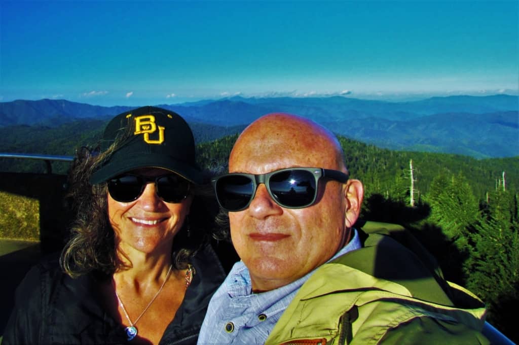 The authors enjoy a selfie moment after completing the exhausting hike up Clingmans Dome. 