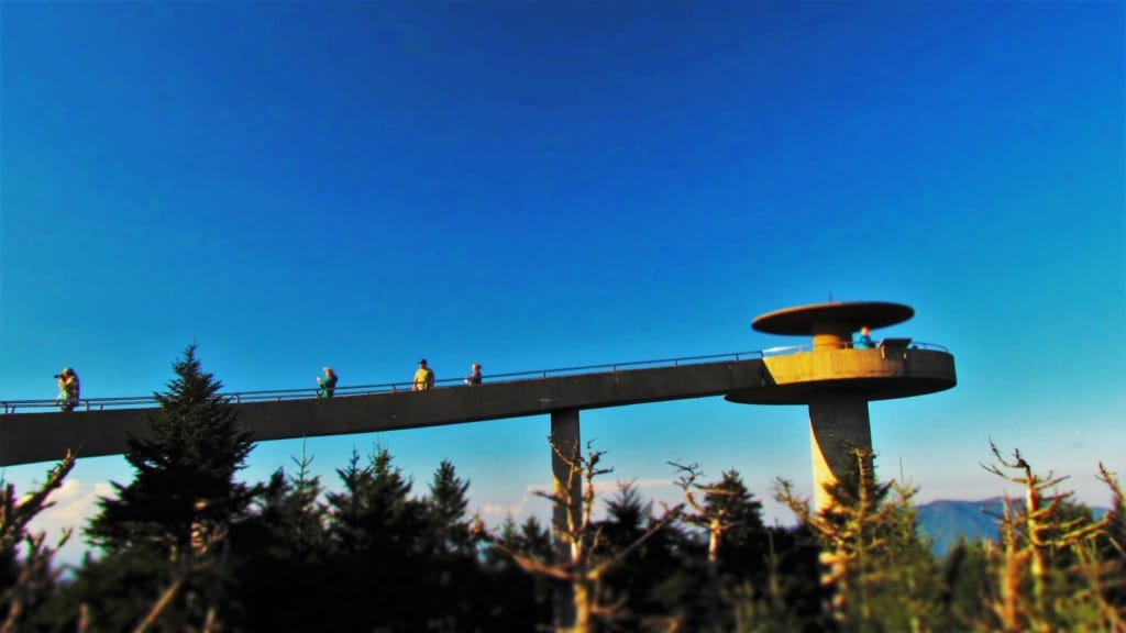The platform at Clingmans Dome offers expanded views of the Smoky Mountains. 