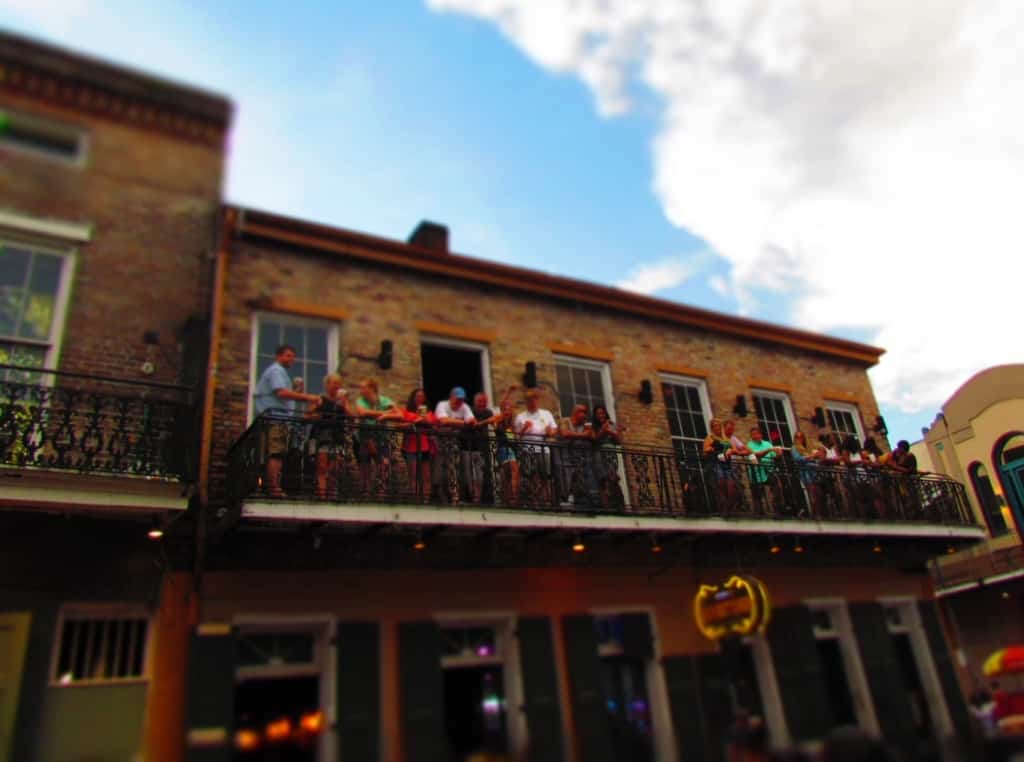 Balconies are a fun place to watch the crowds pass along Bourbon Street. 