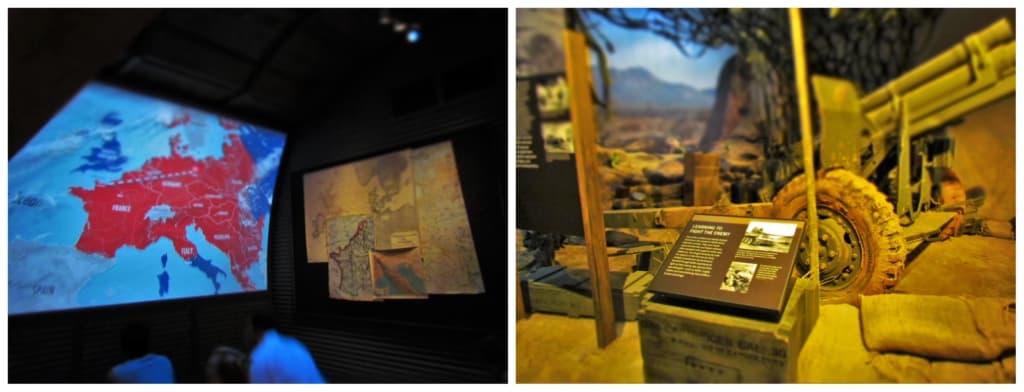 A variety of exhibit styles are used to educate the public on the cost of peace. 