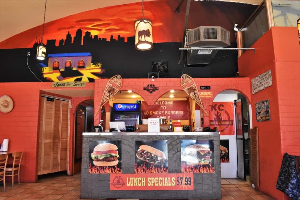 Colorful decor brighten the atmosphere inside of KC Smoke Burgers in Kansas City. 