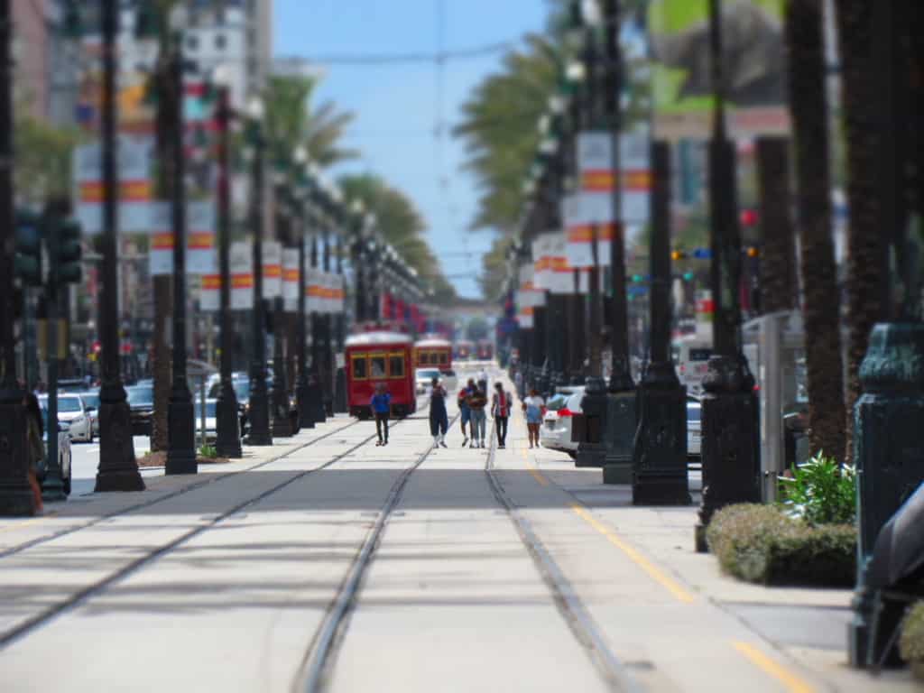 New Orleans has an efficient trolley system to move passengers around the city. 