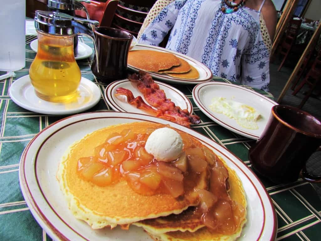 A delicious breakfast of pancakes is a great way to fuel up for a day of exploring. 