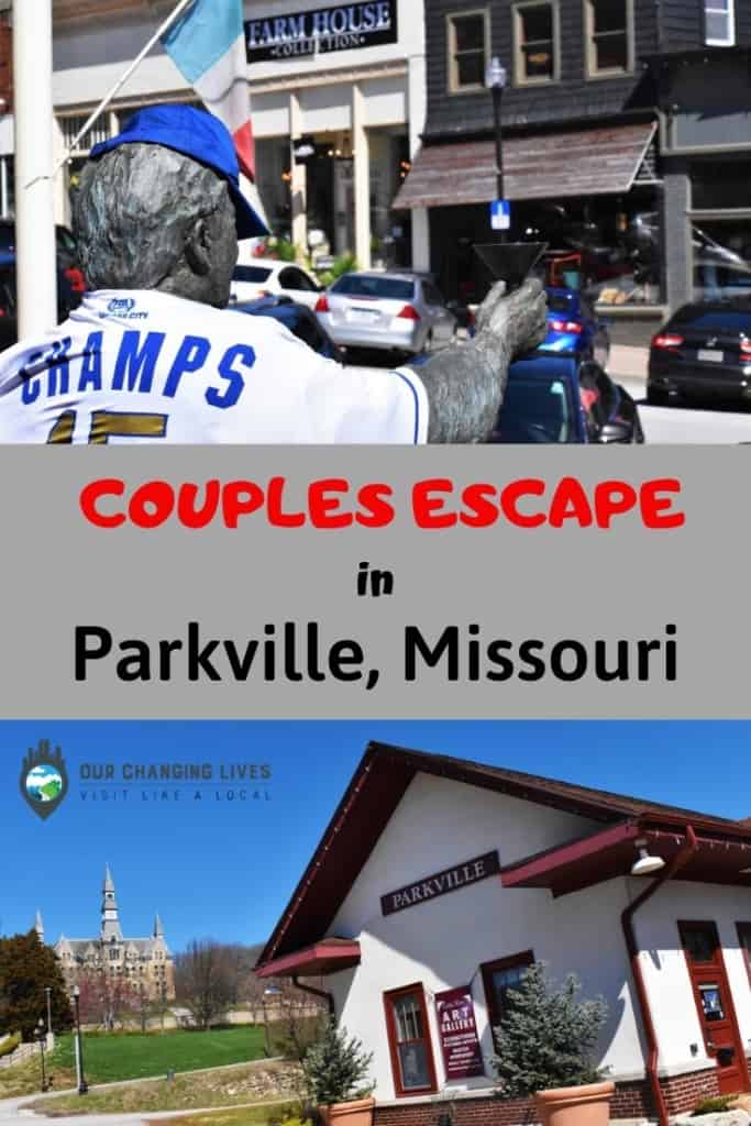 Couples escape in Parkville, Missouri-dining-Civil War-history-shopping