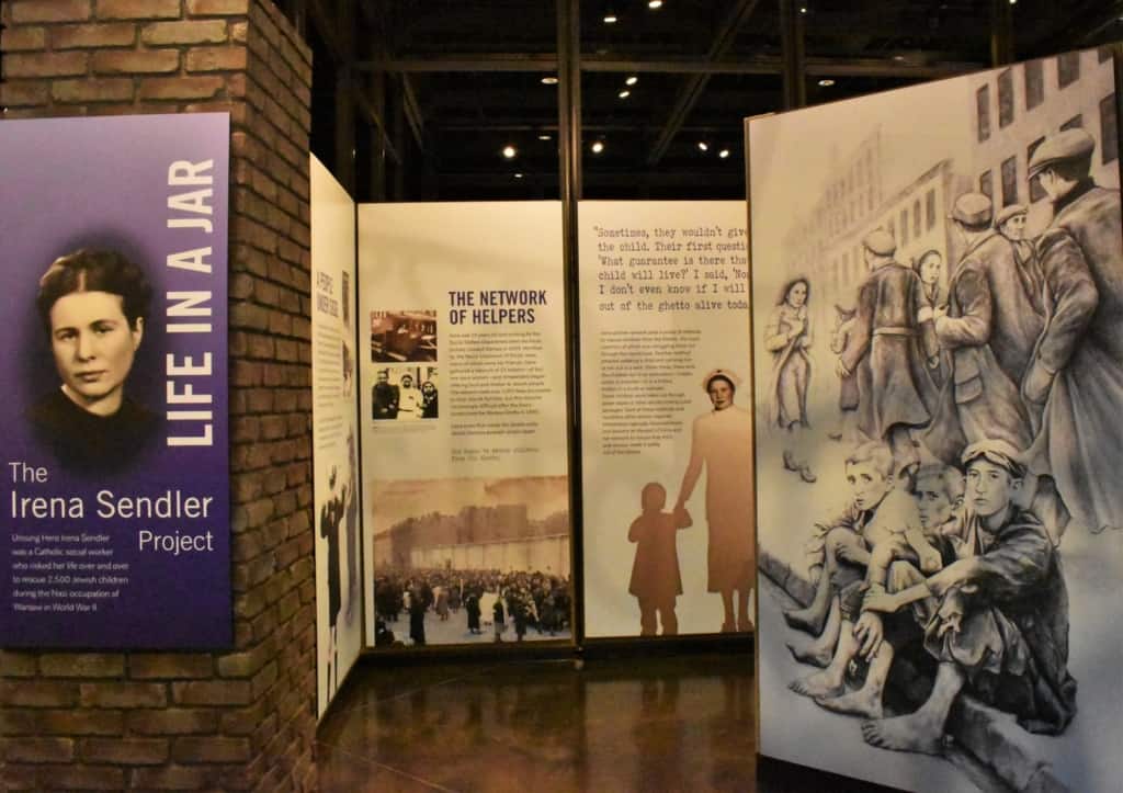 The main exhibit focuses on a woman who helped rescue children from possible death from the Nazi invasion of Poland. 