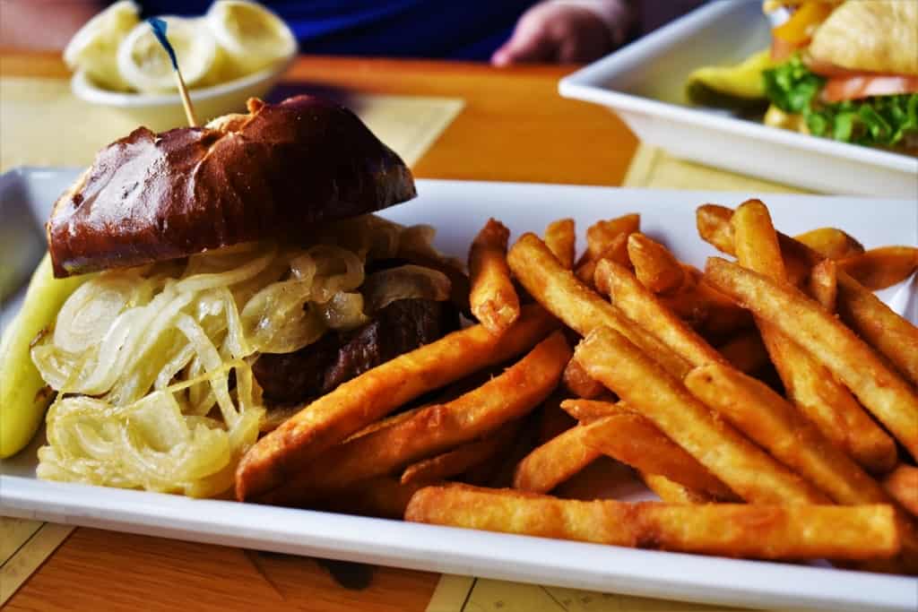 A steak sandwich makes a filling meal at Boat House Pub. 