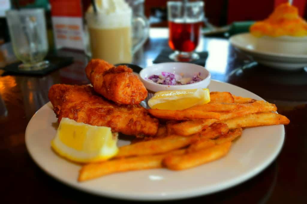 A delicious plate of Fish and Chips can be found at Ashling on the Lough in Kenosha, Wisconsin. 