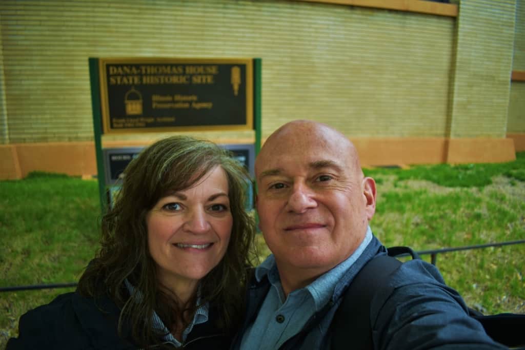 The authors pose for a selfie prior to departing Springfield's Dana-Thomas House.