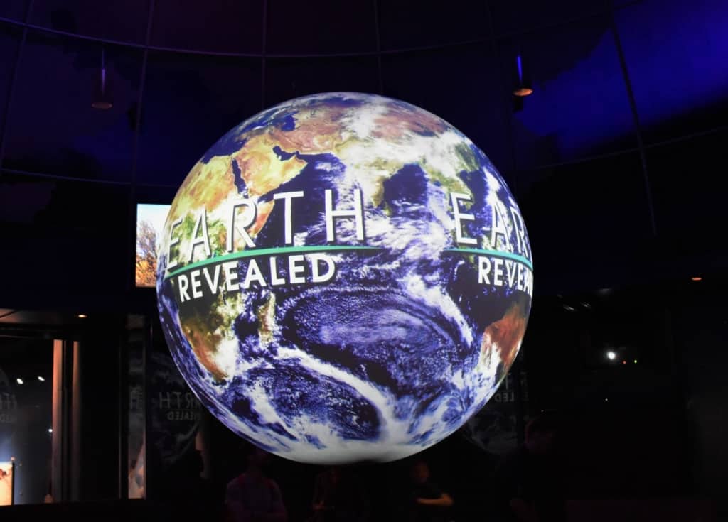 The earth revealed exhibit uses satellite photos to explain everyday patterns. 