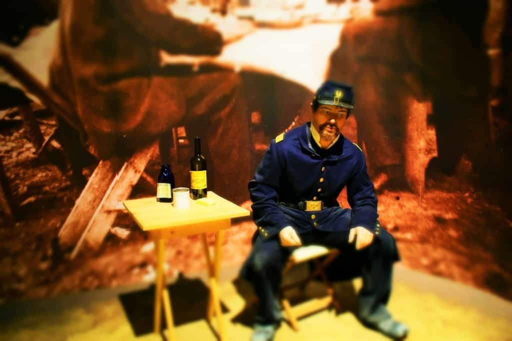 The Civil war Museum in Kenosha shows the reality of alcoholism during the idle times between battles. 
