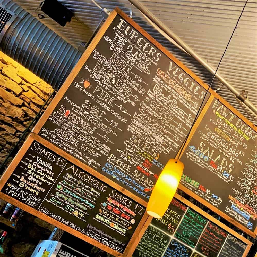 The menu board at The Burger Stand at The Casbah is filled with delicious sounding eats and drinks. 