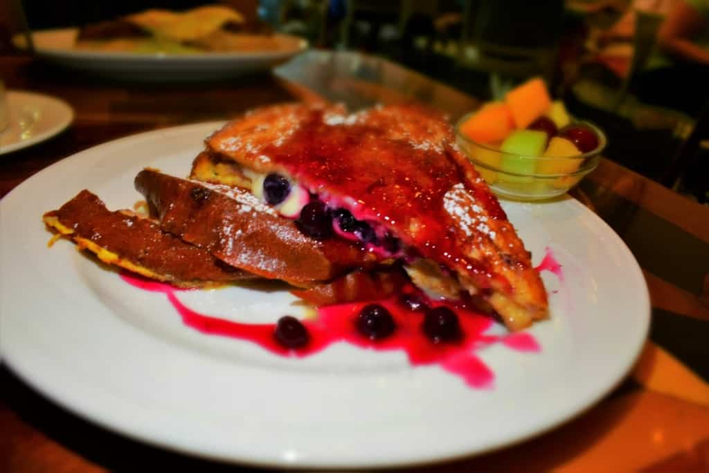 The Blueberry Stuffed French Toast was a sweet treat at Ambrosia Cafe. 