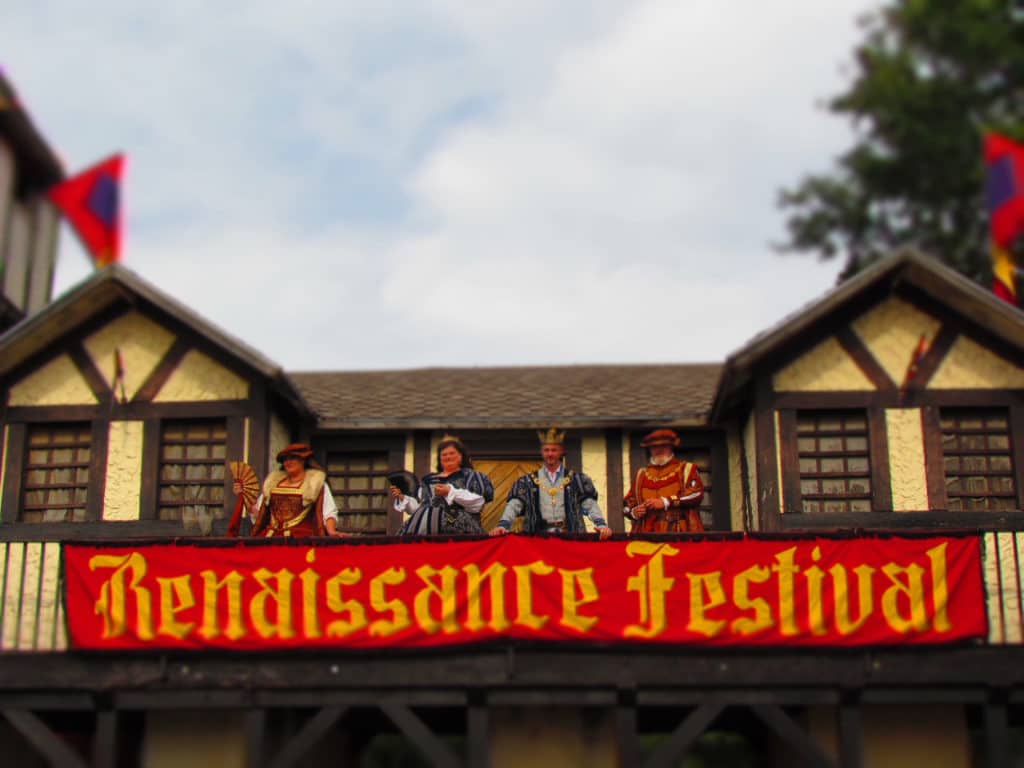 The royal court greets visitors to the Kansas City Renaissance festival held every year during the Fall festival season. 