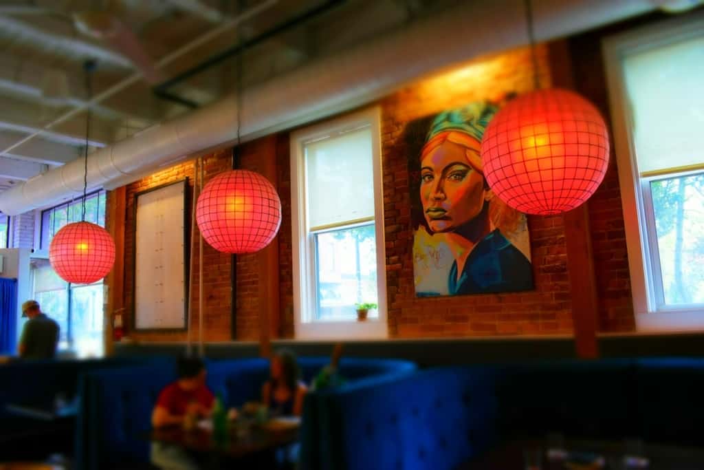 Muted colors make the atmosphere casual at Tribe Street Kitchen.