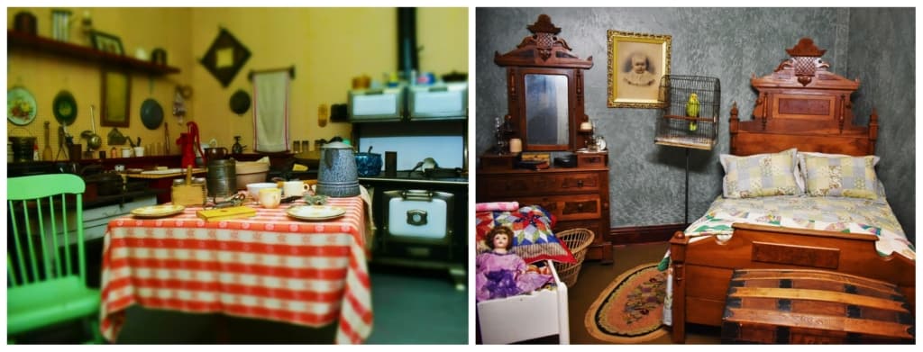 Some of the exhibits at the Old Mill Museum showcase family life in the early days of Lindsborg, Kansas. 