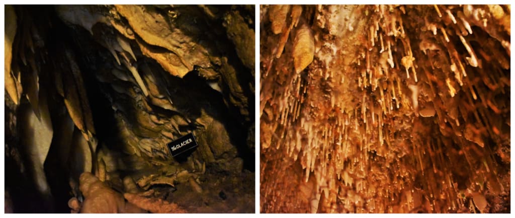 Watch for falling drips from these beautiful structures that are still alive in Crystal Lake Cave. 