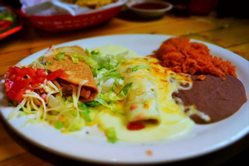 Even a standard Mexican cuisine plate is colorful at Braceros in Amarillo, Texas. 