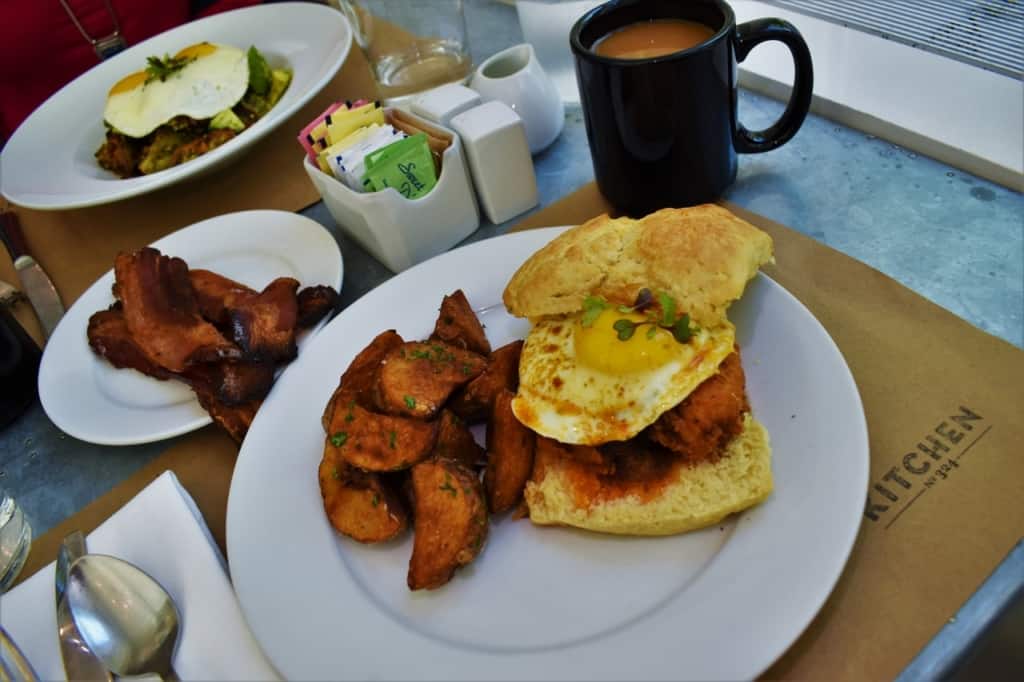 The Hot Chicken Biscuit is one of the amazing dishes that show Kitchen 324 is bringing brunch to downtown Oklahoma City.