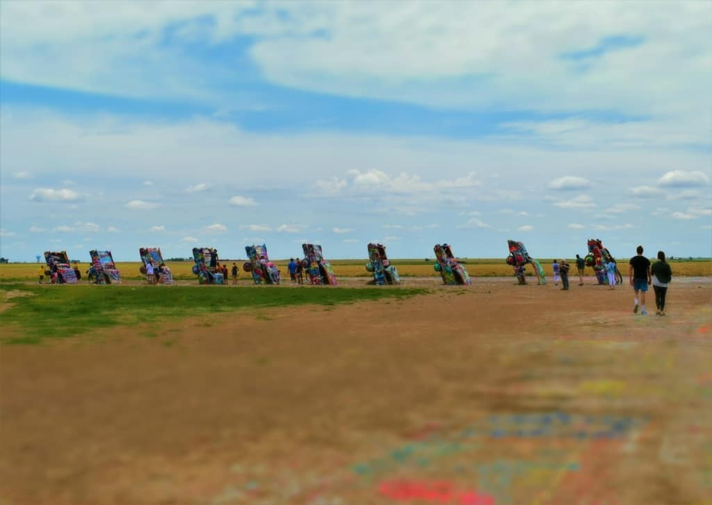 The Cadillac ranch is an art installation that show the evolution of the tail fins on ten different model years.