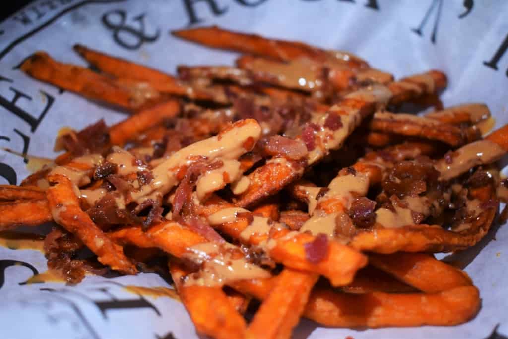 Peanut Butter is one of the unlikely toppings found on the sweet potato fries. 