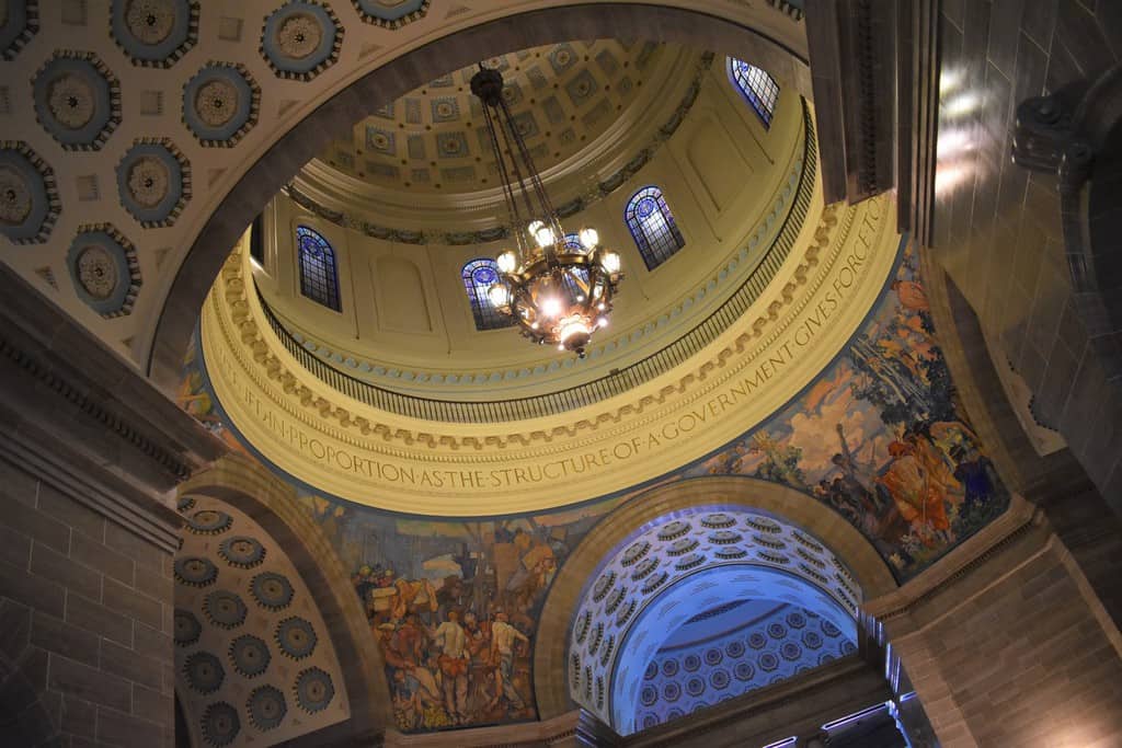 The rotunda, at the Missouri Capitol, is an architectural masterpiece.