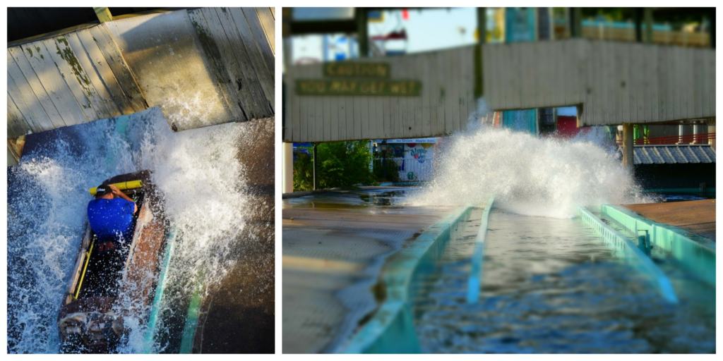 A good way to cool off from the Texas sun is a ride on the log flume. 