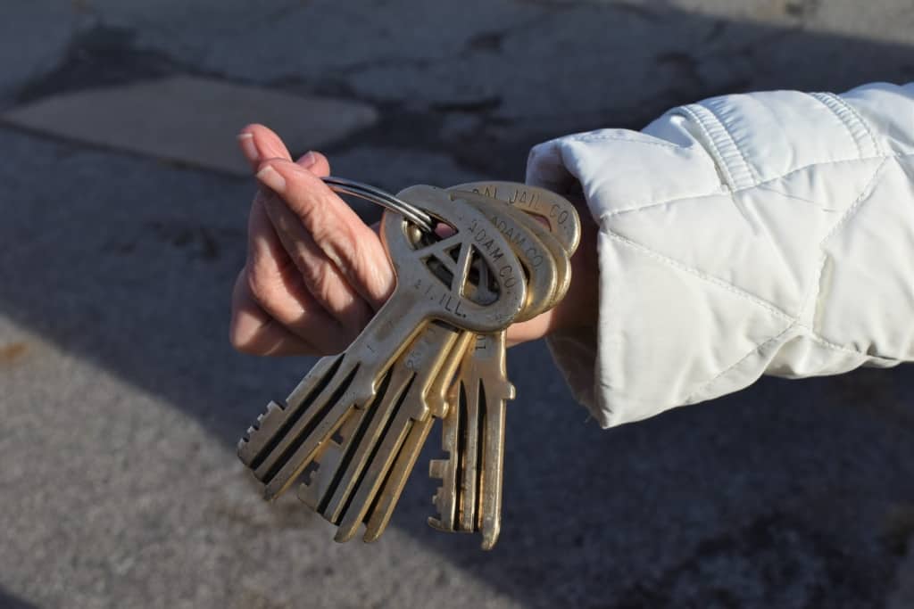 Crystal holds the keys that signify our freedom after walking the block.