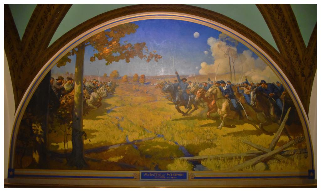 One of the murals at the Missouri capitol depicts the Battle of Westport.