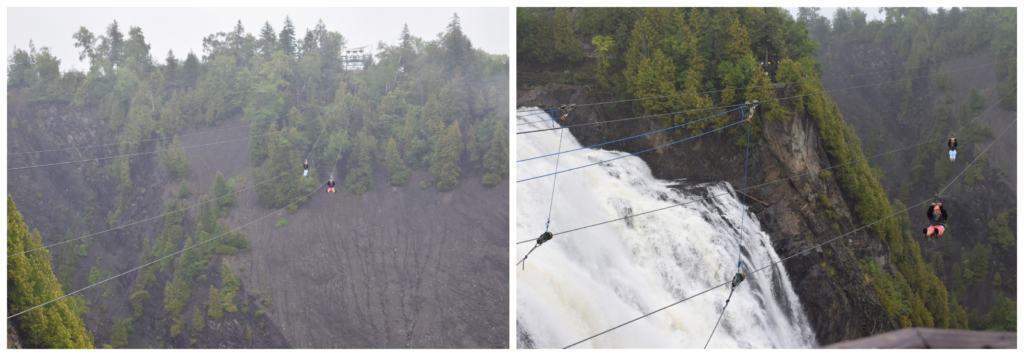 Watching zip-liners pass in front of Montmorency Falls is exhilarating. 