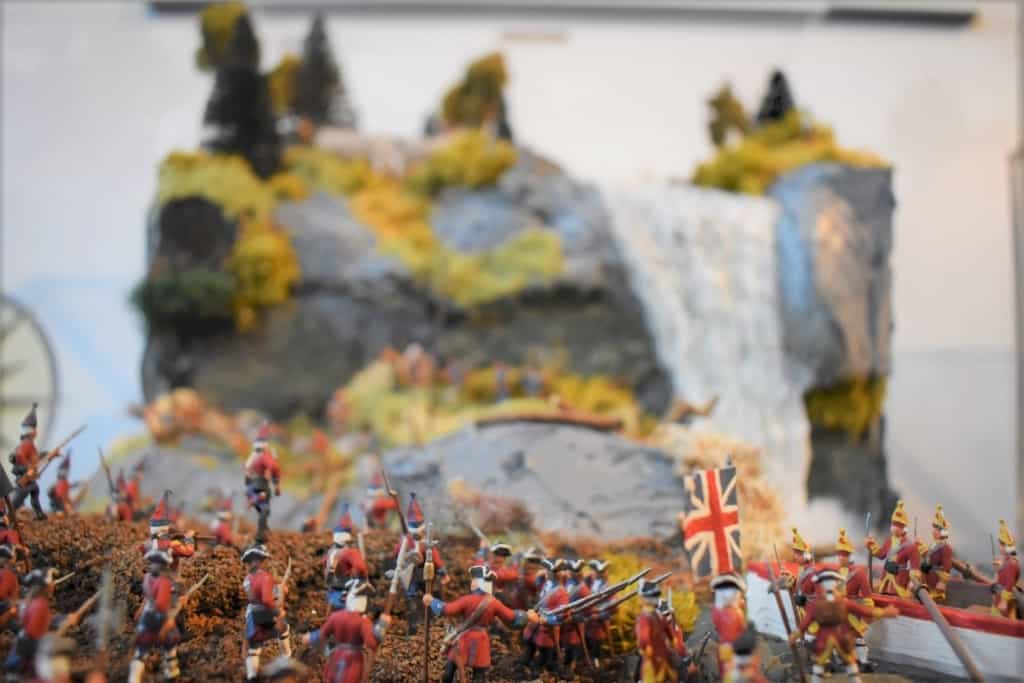 A diorama details the British advance during the Battle of Montmorency.