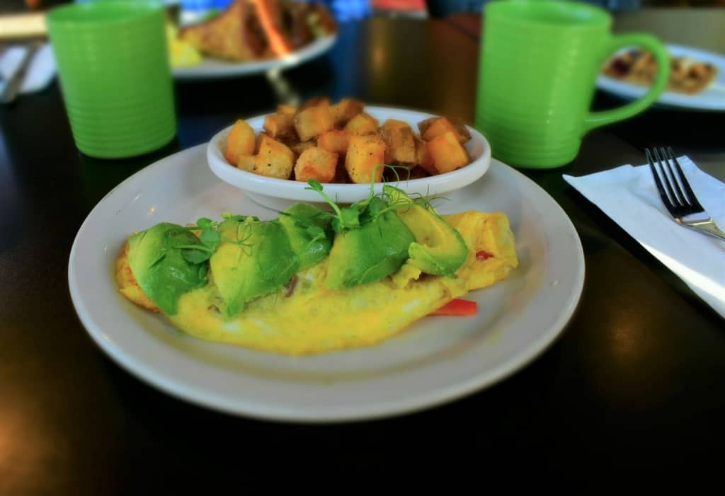 The omelette with fresh sliced avocado had Crystal going green for breakfast.