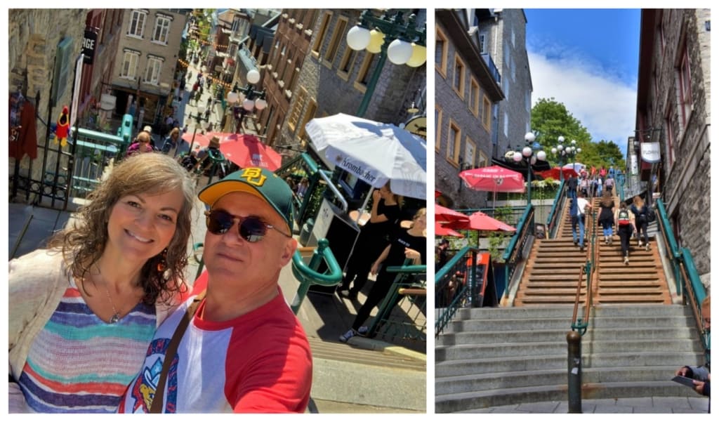 Traversing the Breakneck Steps is challenging, but helps burn off calories we gained at the many delectable dining options in Quebec City. 