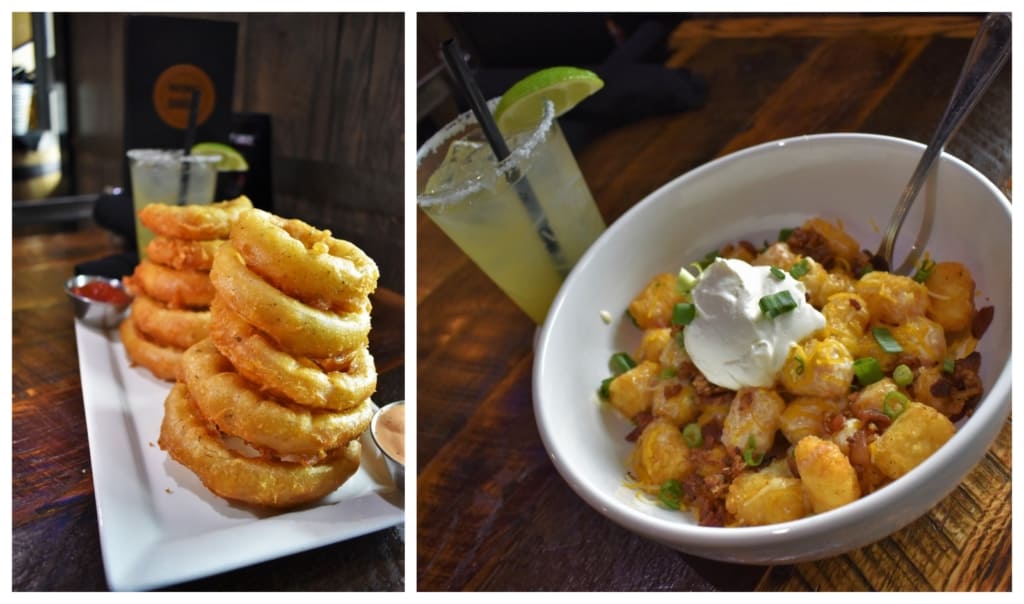 Tapping into taste, at Burg and Barrel, included a couple of appetizer dishes like Onion Rings and loaded Tator Tots. 