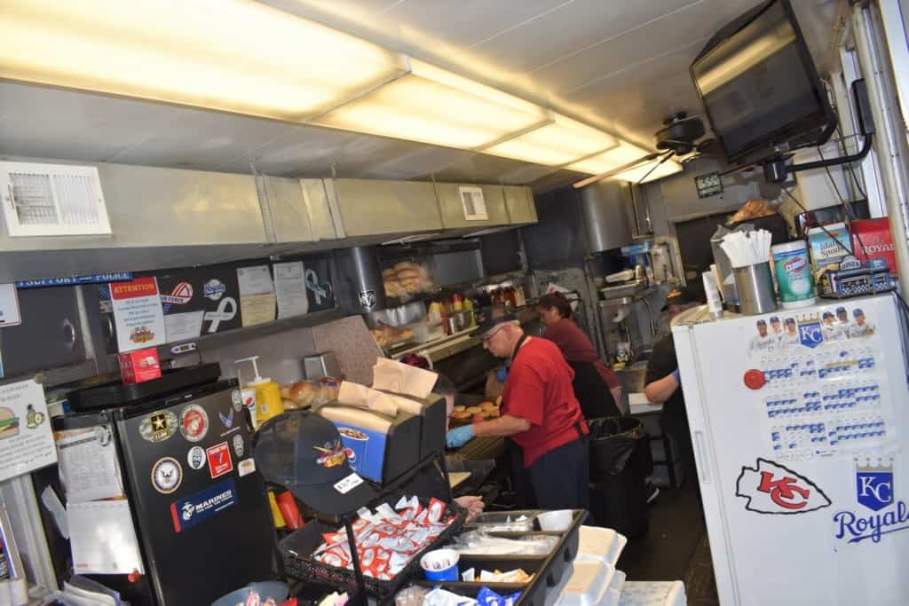 A picture of the behind the scenes work that is required to serve up the delicious dinners at Grandstand Burgers.