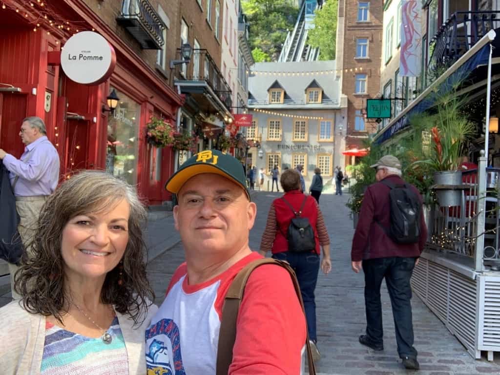 The authors soaking up the atmosphere of Lower Town in Quebec City.