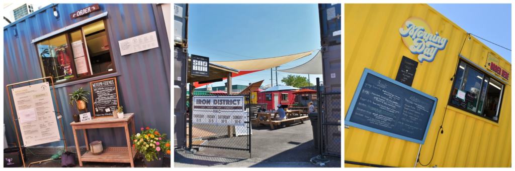 he Iron District is an assortment of shipping containers that have been repurposed as homes for small businesses.