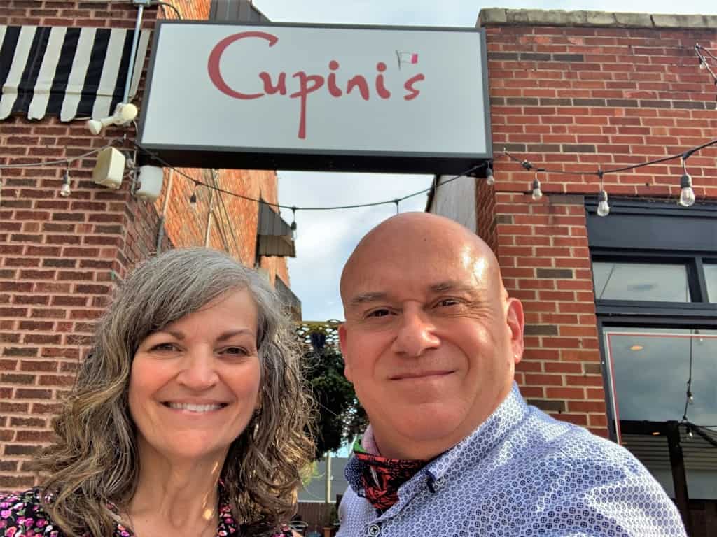 The authors pause for a selfie before exploring the menu at Cupini's in Kansas City. 