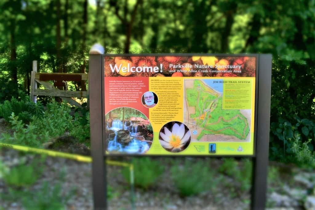 This sign welcomes visitors to the Parkville Nature Sanctuary.