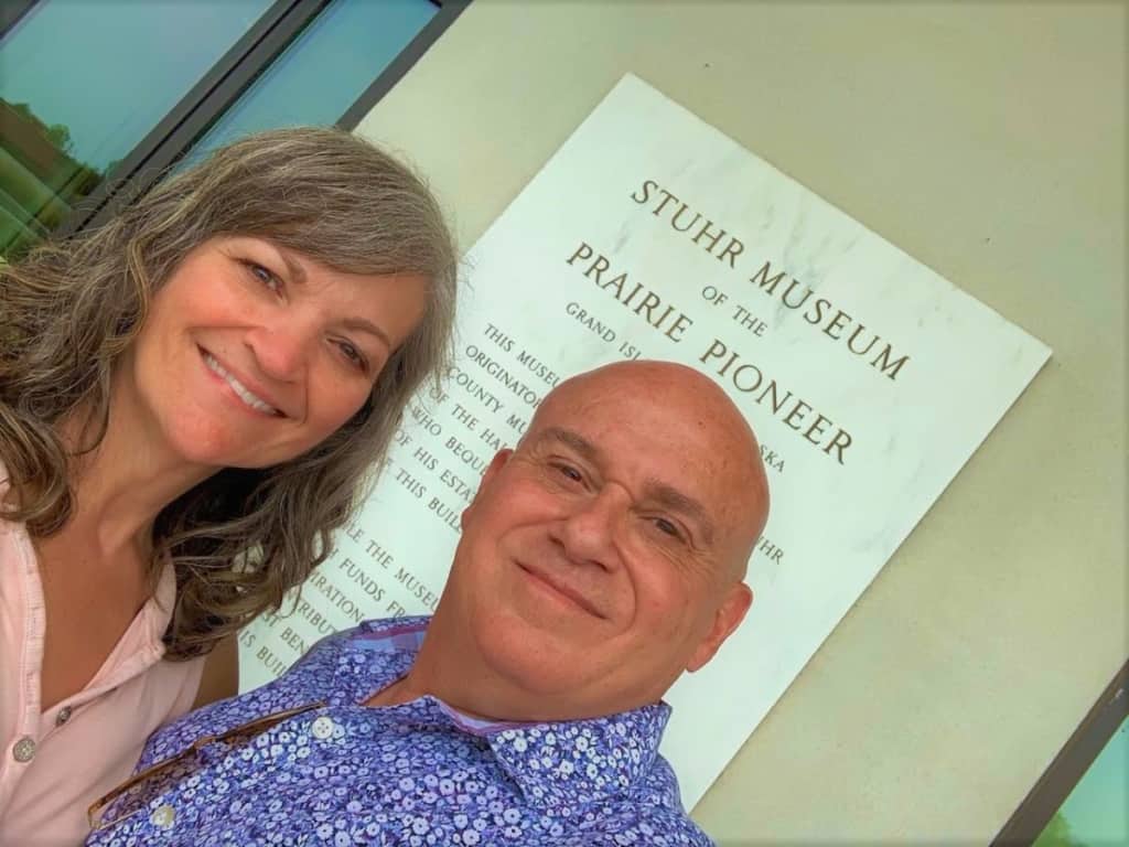 The authors pose for a selfie at the Stuhr Museum in Grand Island, Nebraska. 