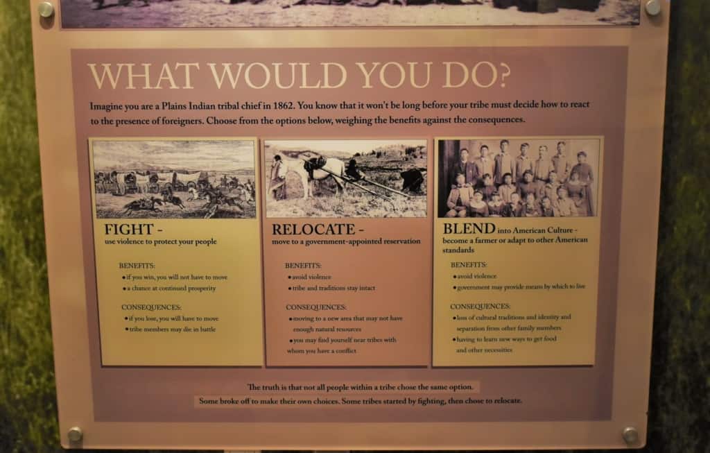 An interactive exhibit at Fort Hays challenges visitors to see the past through the eyes of the native Indians. 