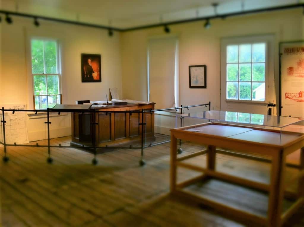 The first floor of Lecompton Constitution Hall held the very busy United States Land Office. 