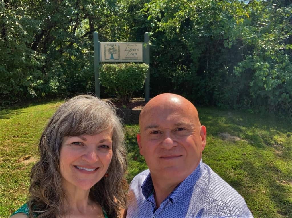 The authors pause from their explorations to take a selfie at one of the hidden history spots in Hannibal, Missouri. 