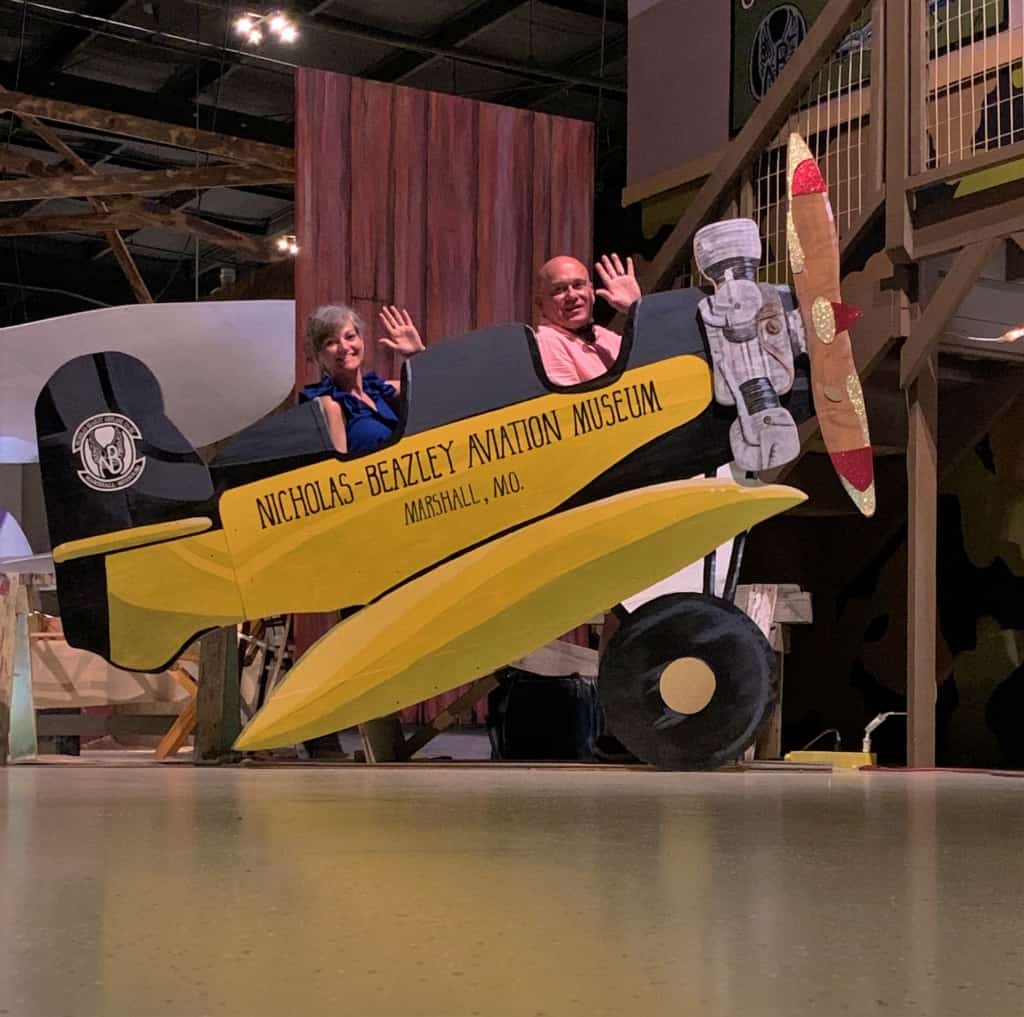 The authors take to the sky during a selfie moment at the aviation museum. 