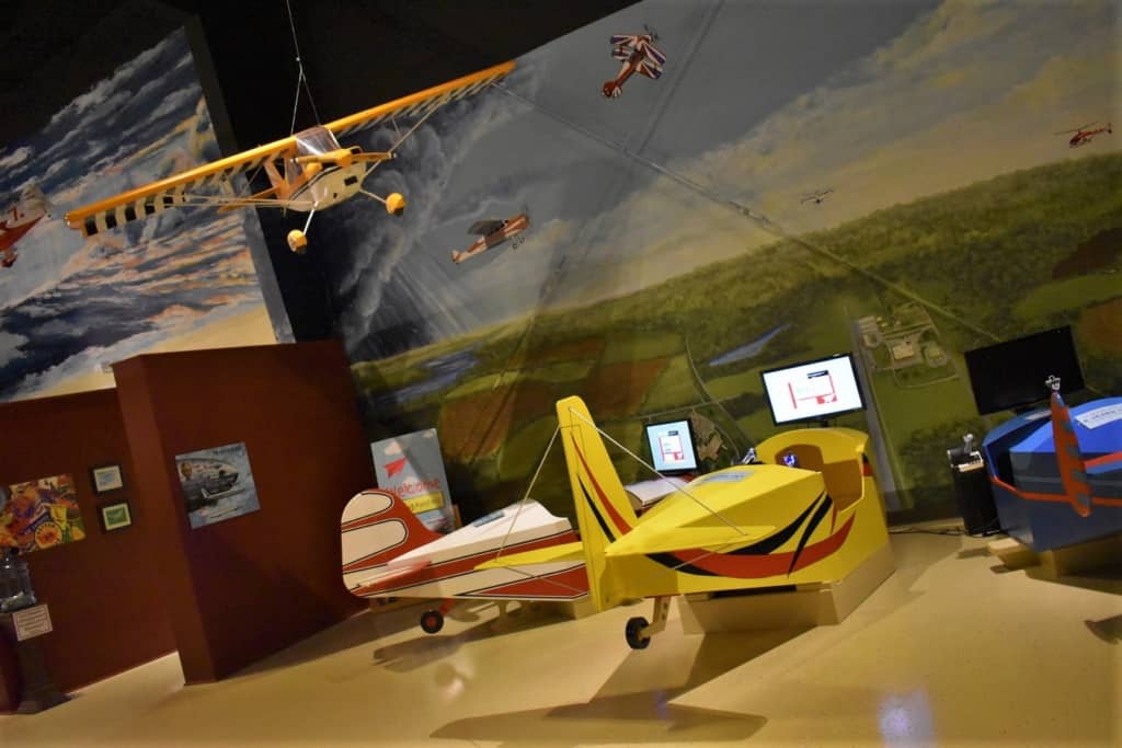 Flight simulators allow guests to take to the skies virtually. 